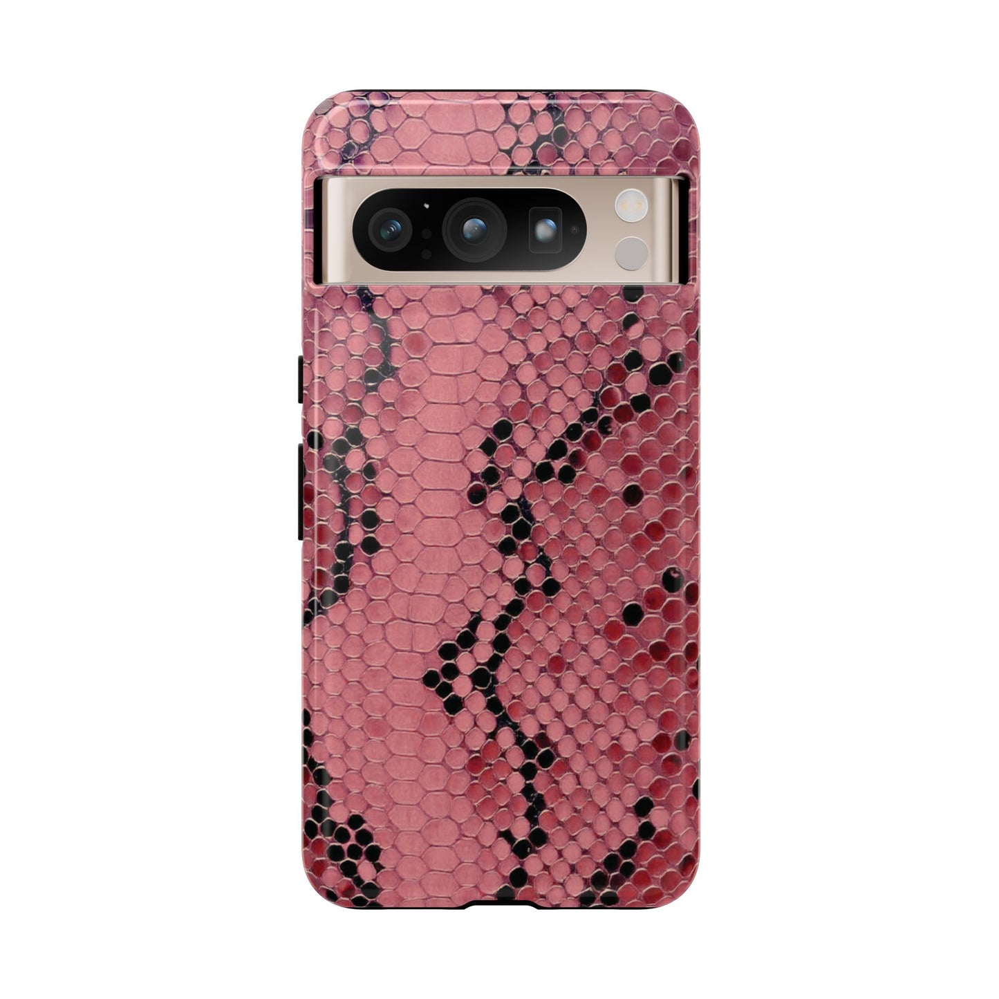 Estuche Pixel con estampado de serpiente y pitón rosa