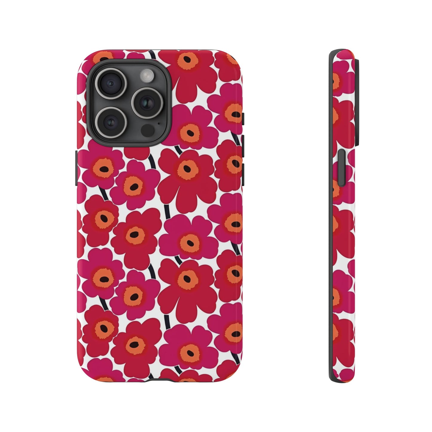 Coque iPhone à motif coquelicot | Motif floral rose