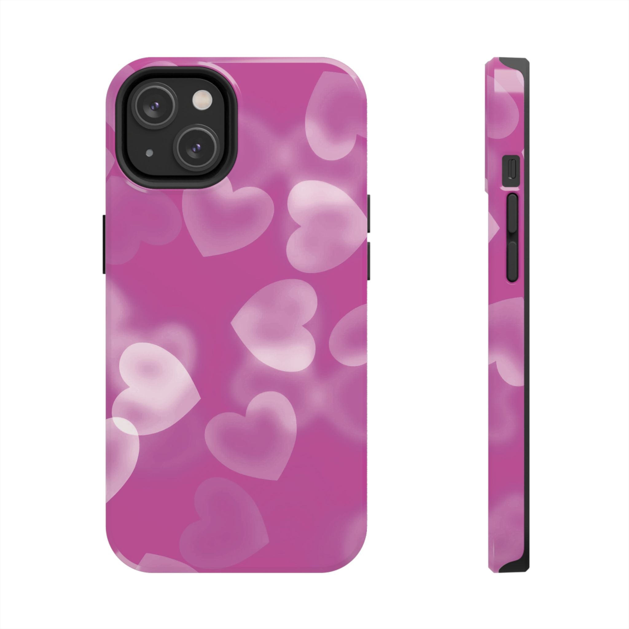 Coque iPhone rose avec coeurs en aérographe