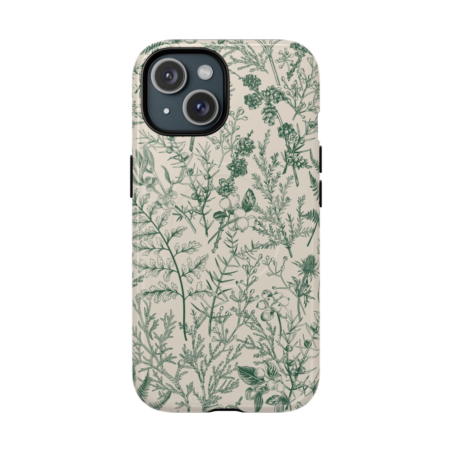 Estuche MagSafe con diseño floral verde y botánico de Sage