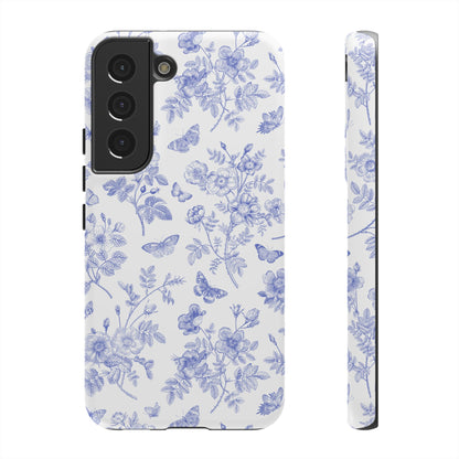 Wild Roses | Blue Floral Butterfly Toile Case