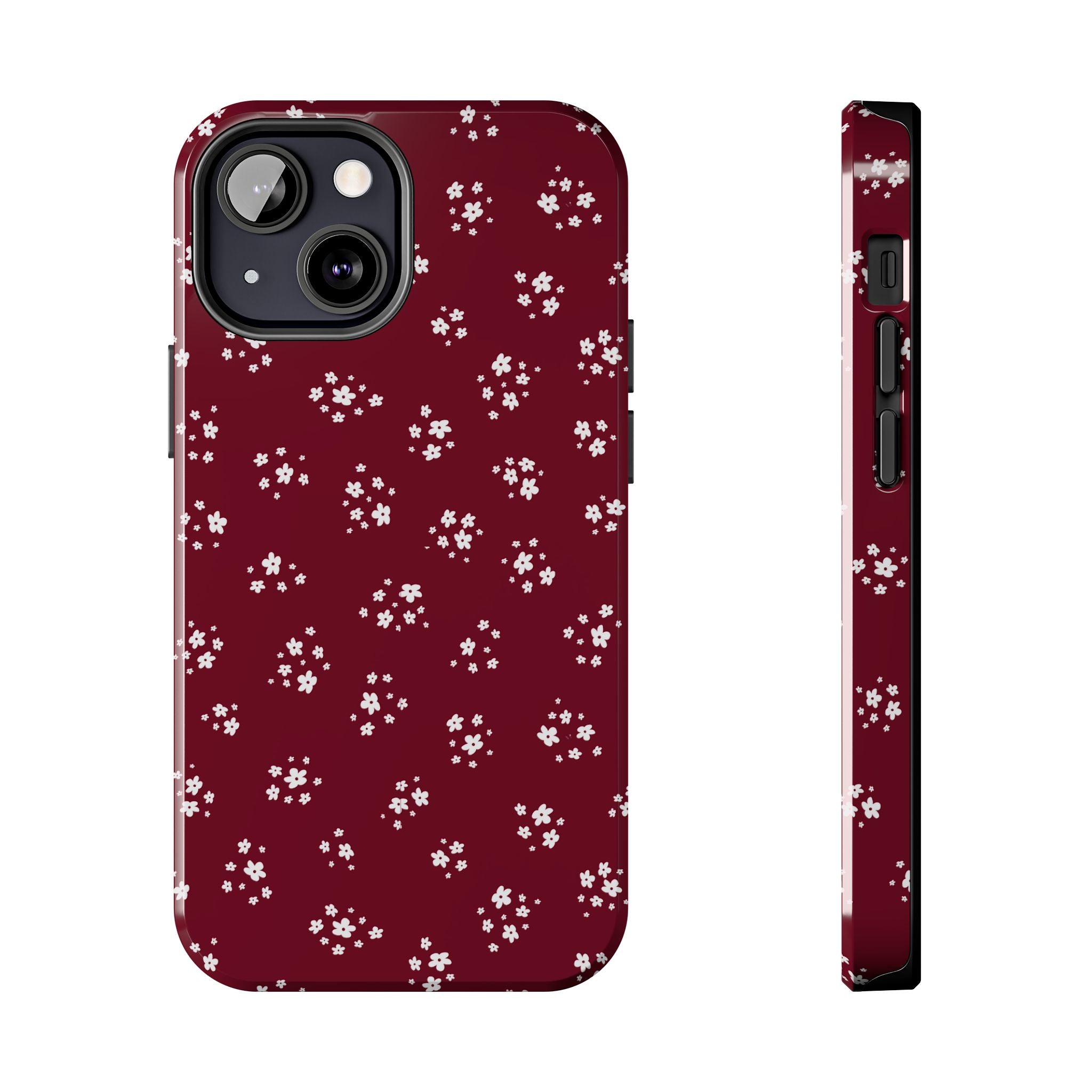 Maroon Blooms Floral iPhone Case