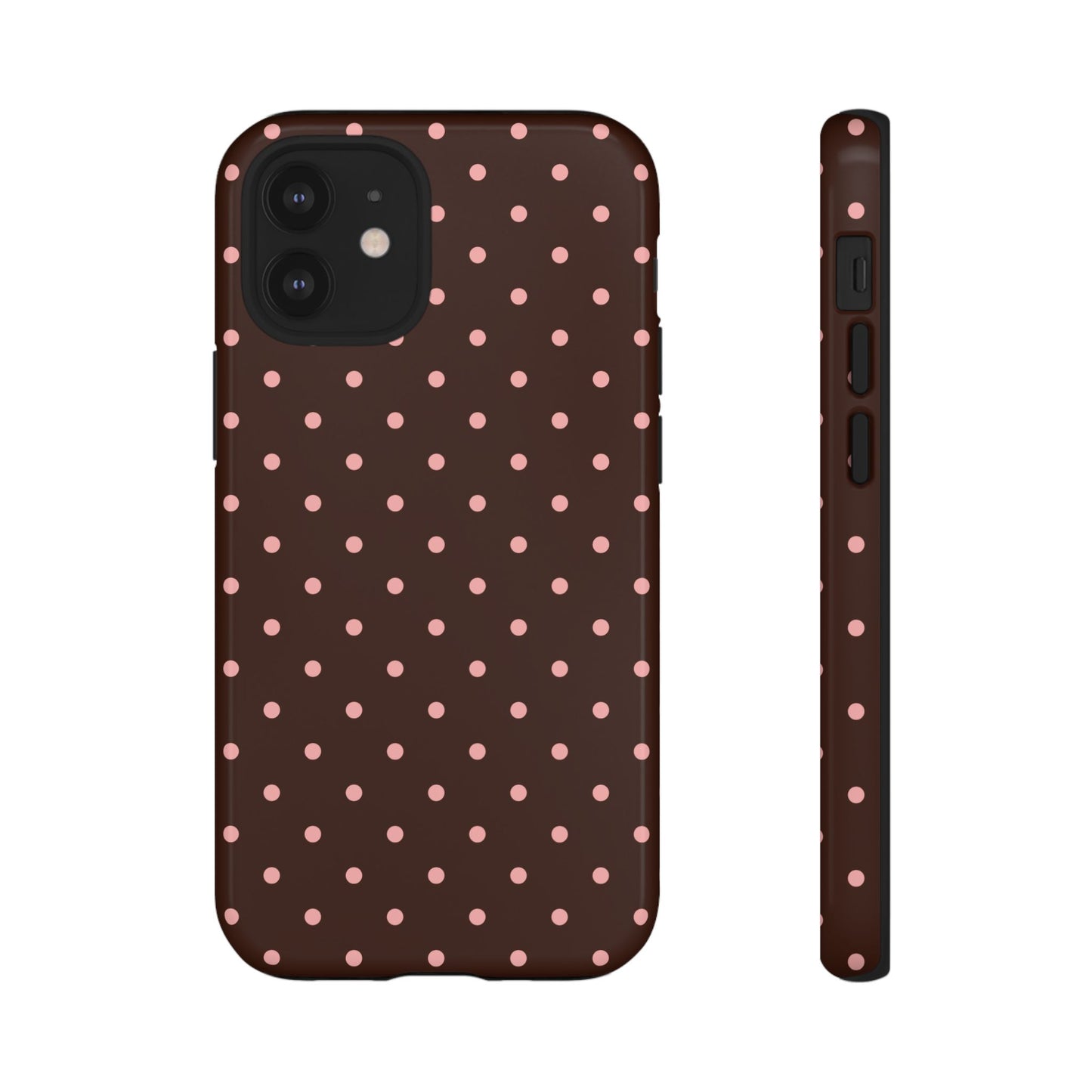 Jolie en rose | Coque iPhone à pois marron