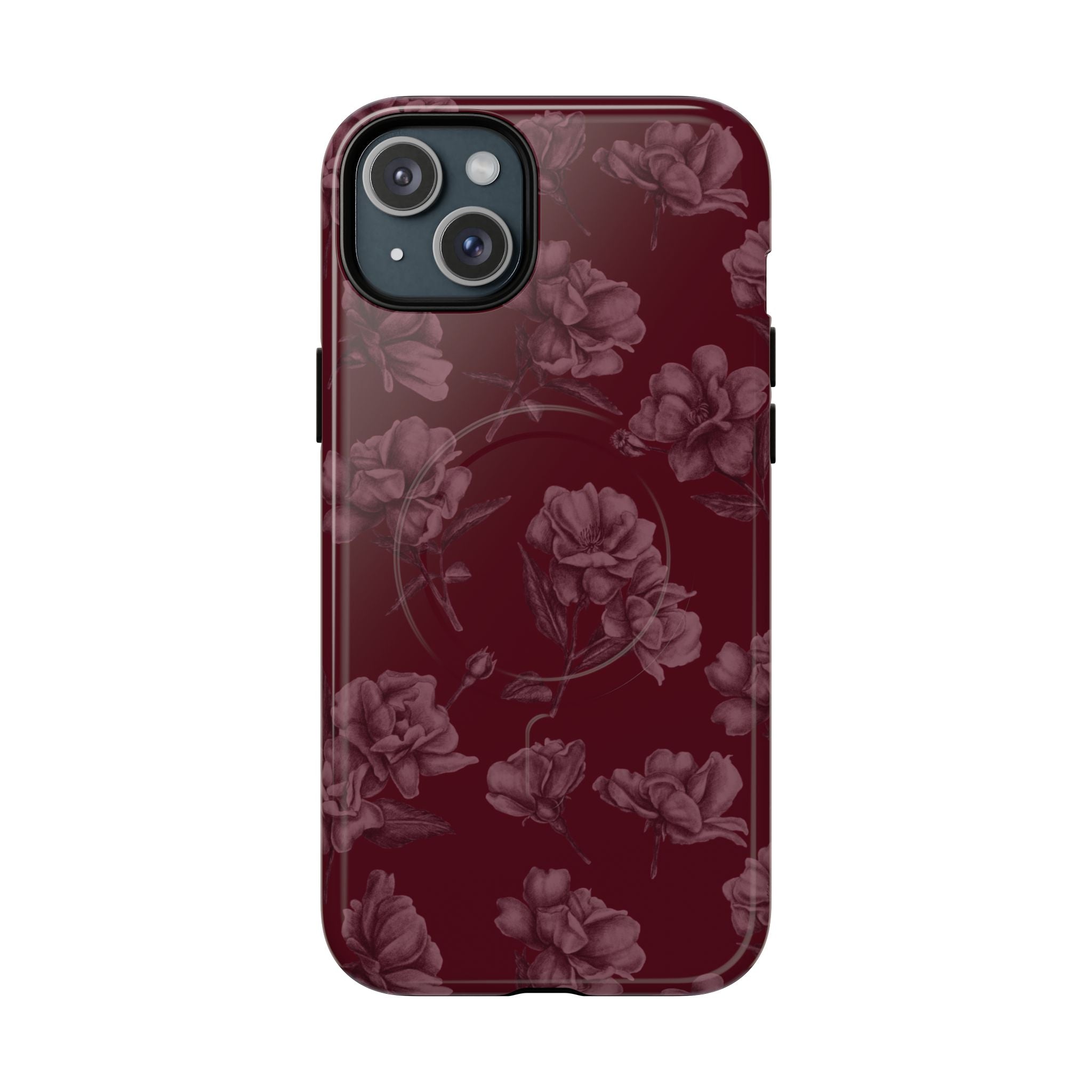 Funda MagSafe con estampado floral burdeos de Femme Fatale