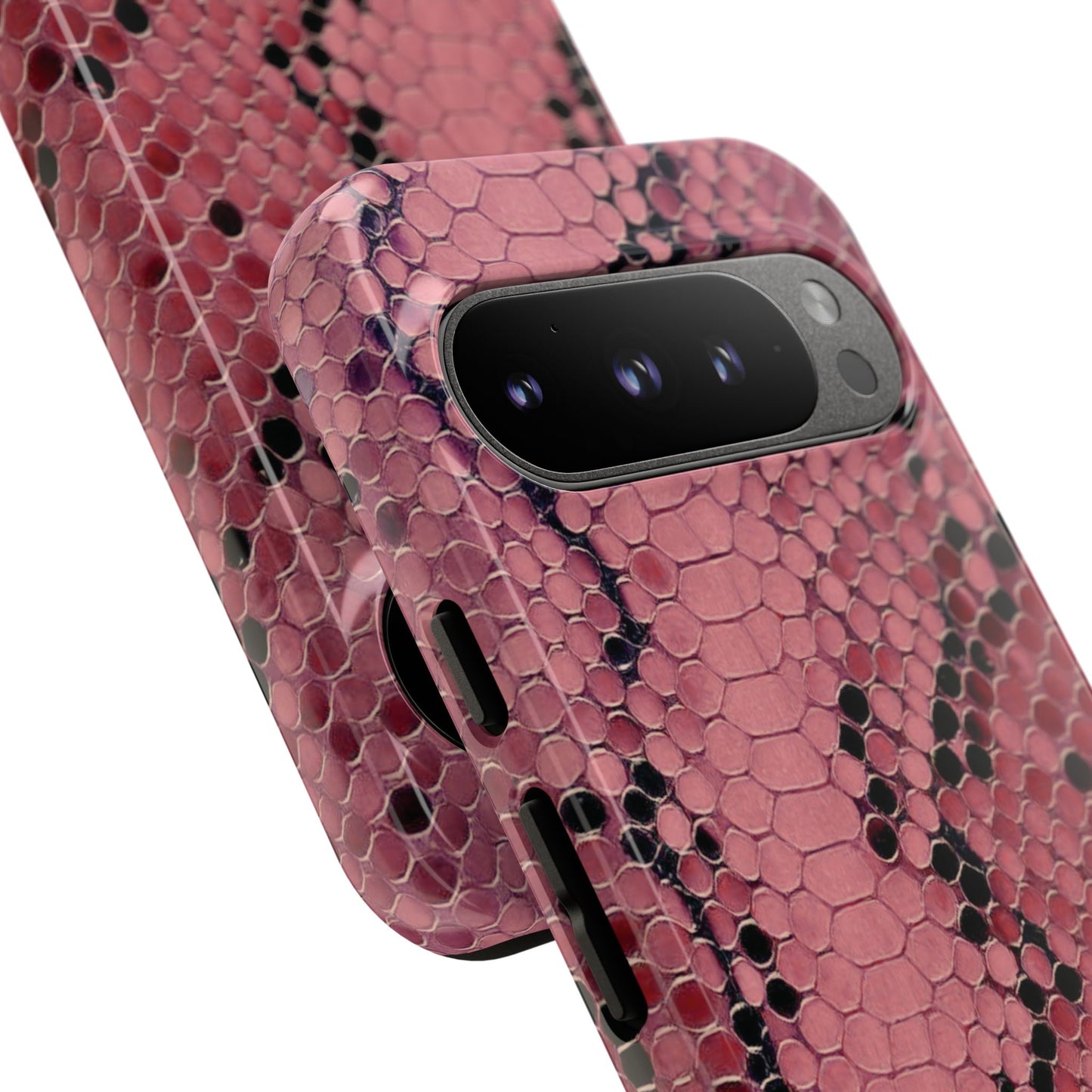 Estuche Pixel con estampado de serpiente y pitón rosa