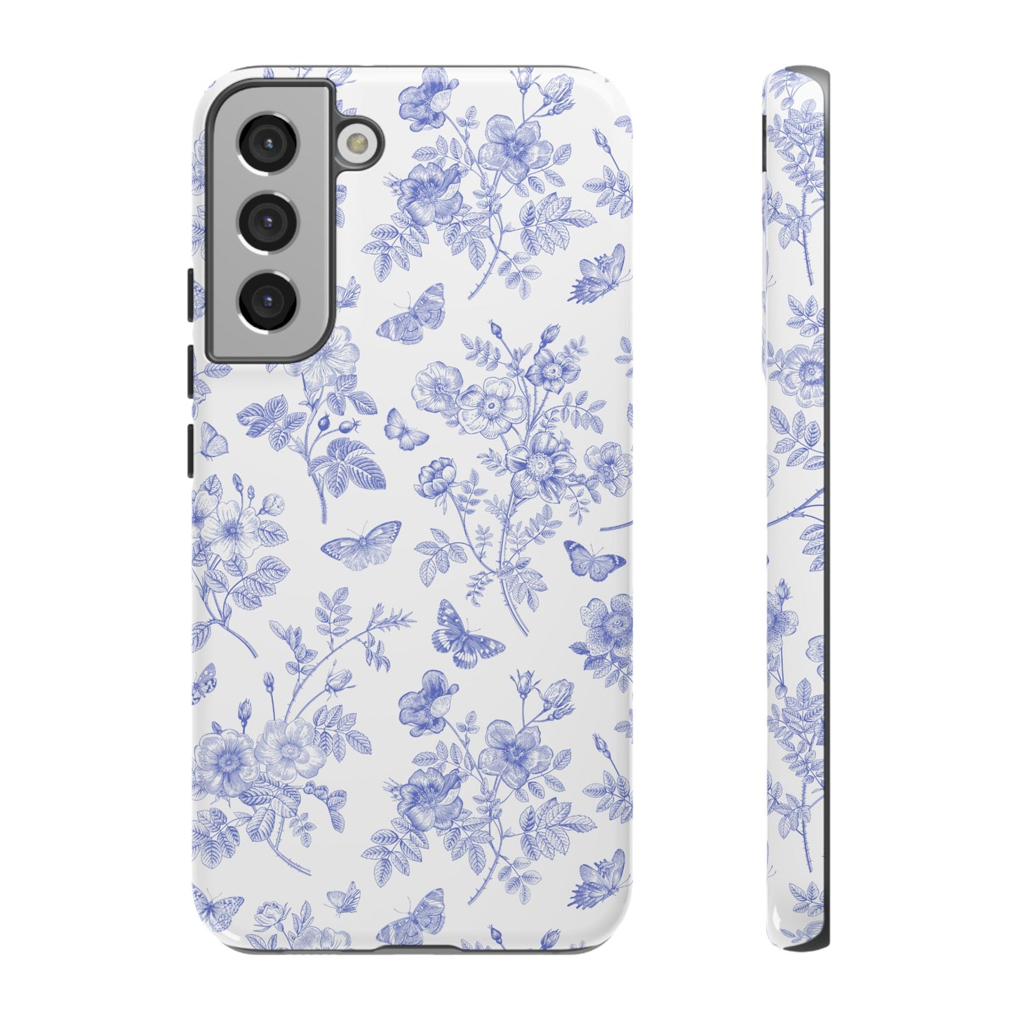 Wild Roses | Blue Floral Butterfly Toile Case