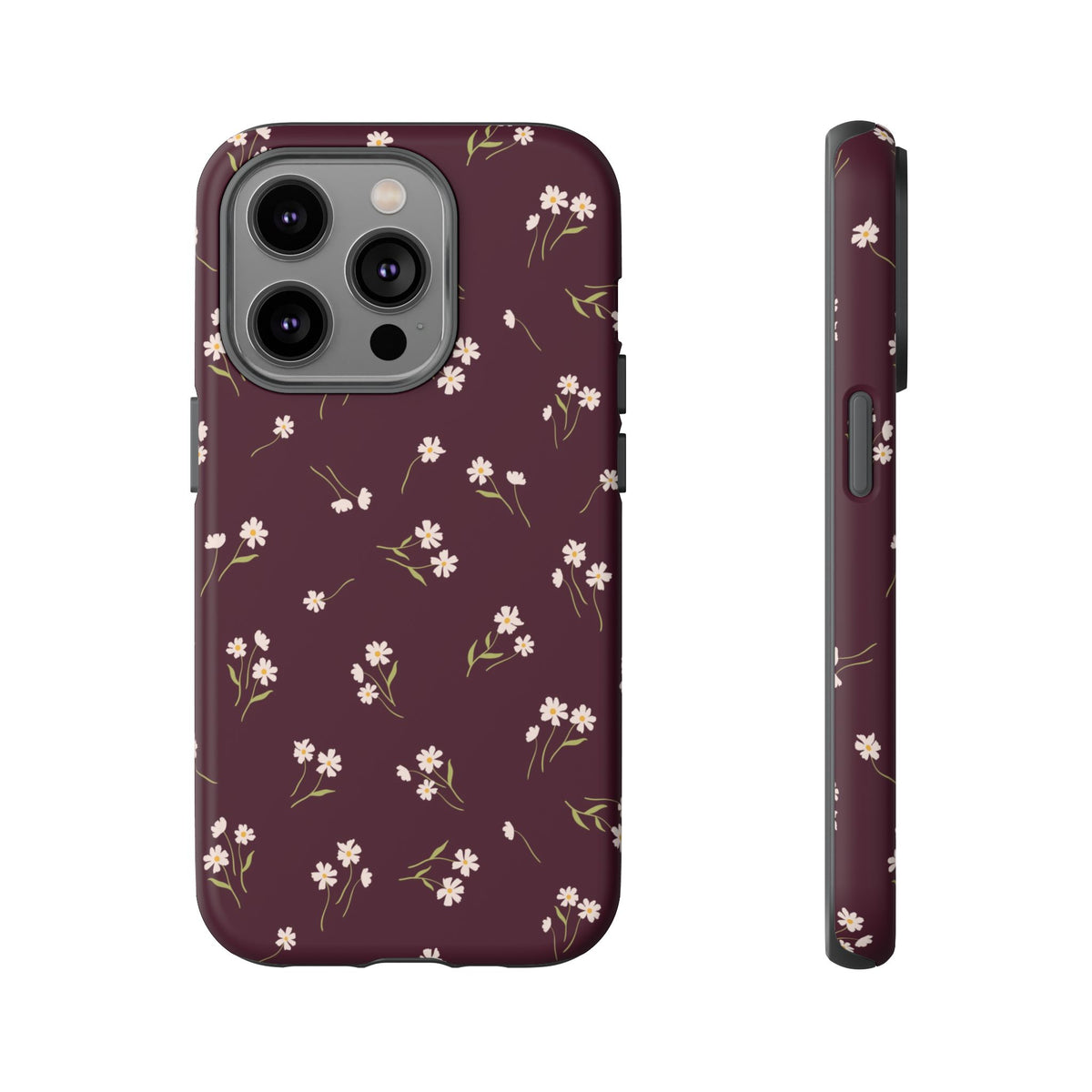 Dainty Daisy | Burgundy Floral iPhone Case