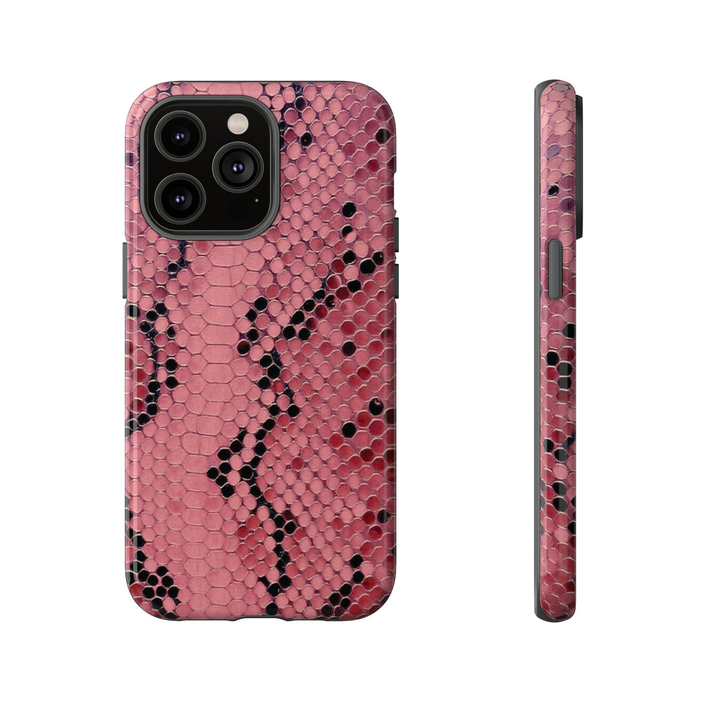 Funda para iPhone con estampado de serpiente y pitón rosa