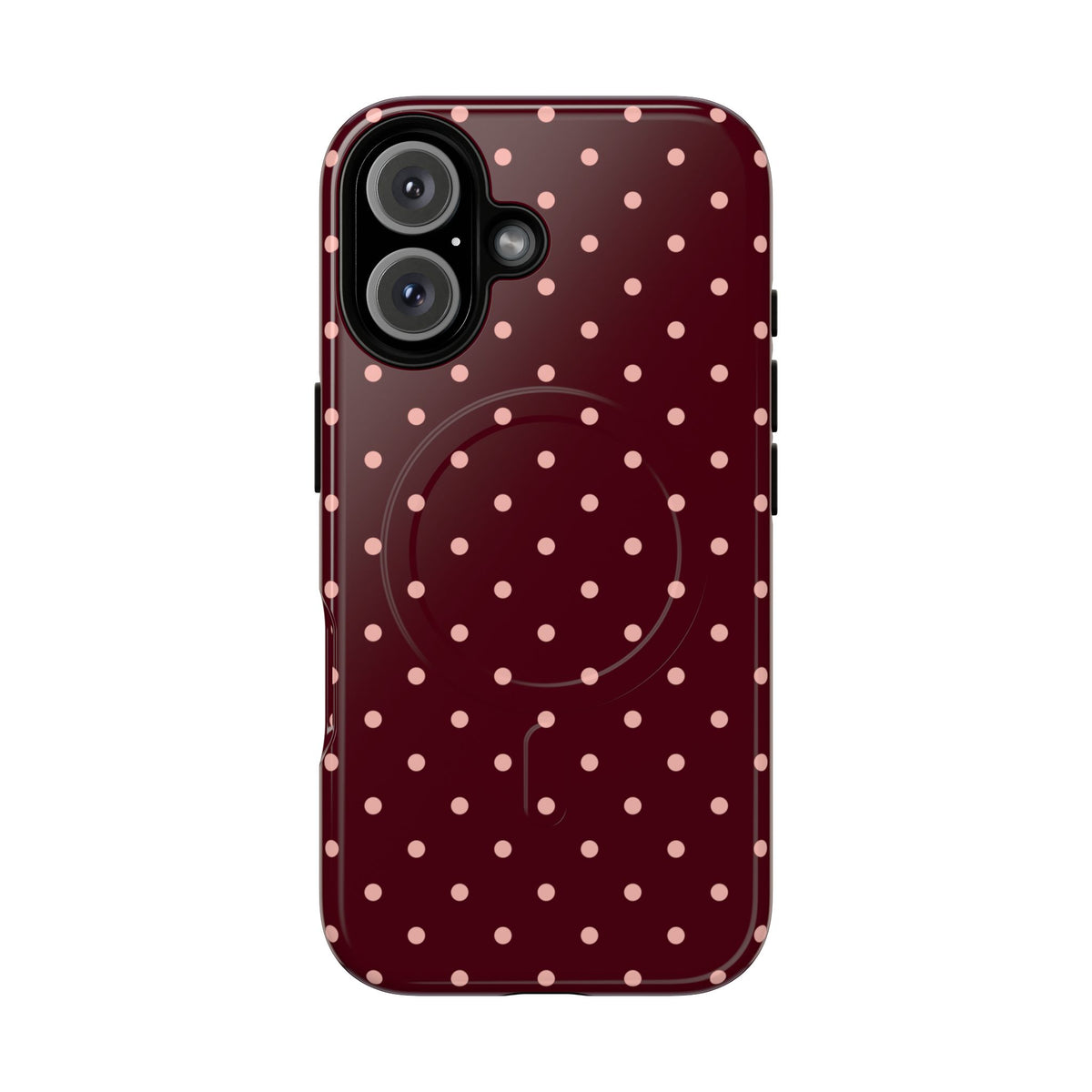 Pretty Please | Burgundy Polka Dot MagSafe Case