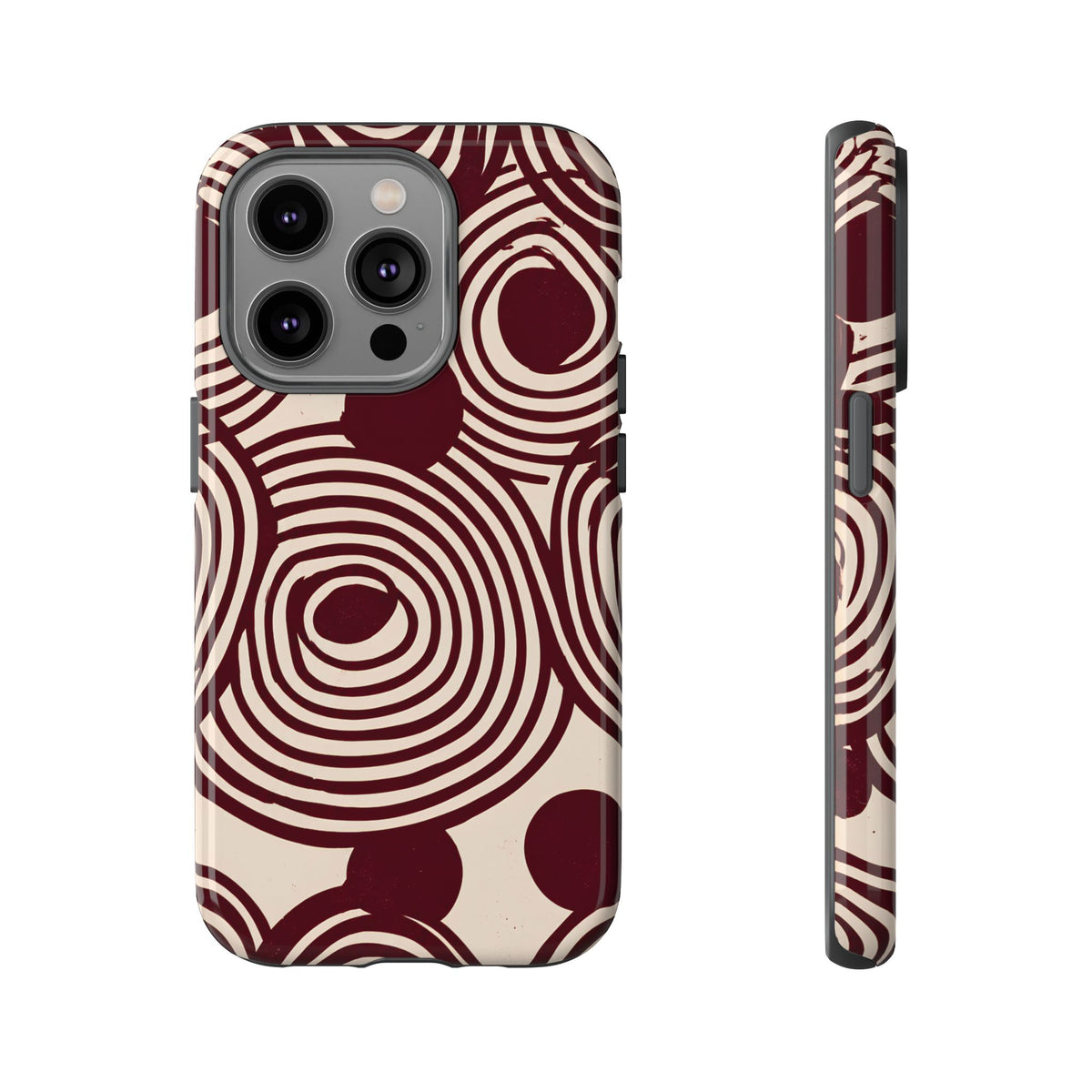 Retrograde | Burgundy Retro Abstract iPhone Case