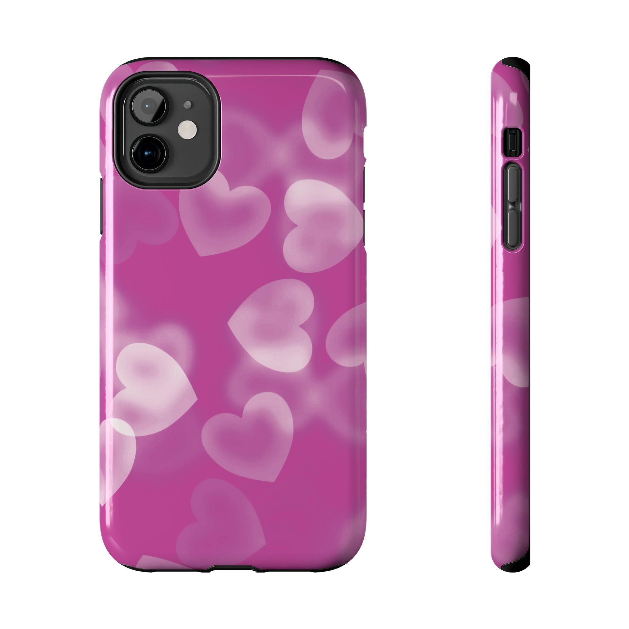 Coque iPhone rose avec coeurs en aérographe