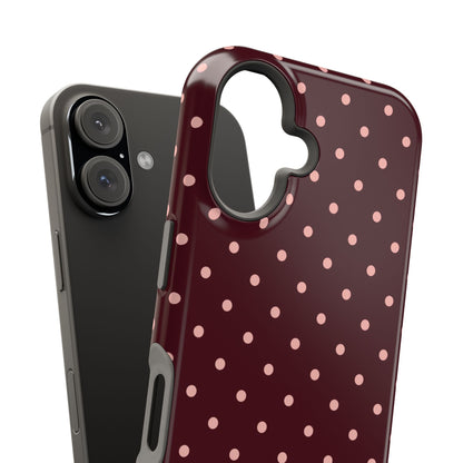 Pretty Please | Burgundy Polka Dot iPhone Case