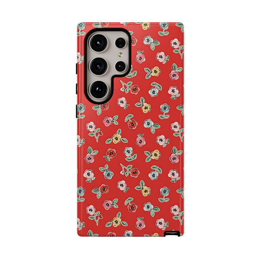 Tiny Blooms | Red Cottagecore Floral Galaxy Case