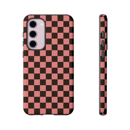 Checked Out | Pink & Brown Checkerboard Case