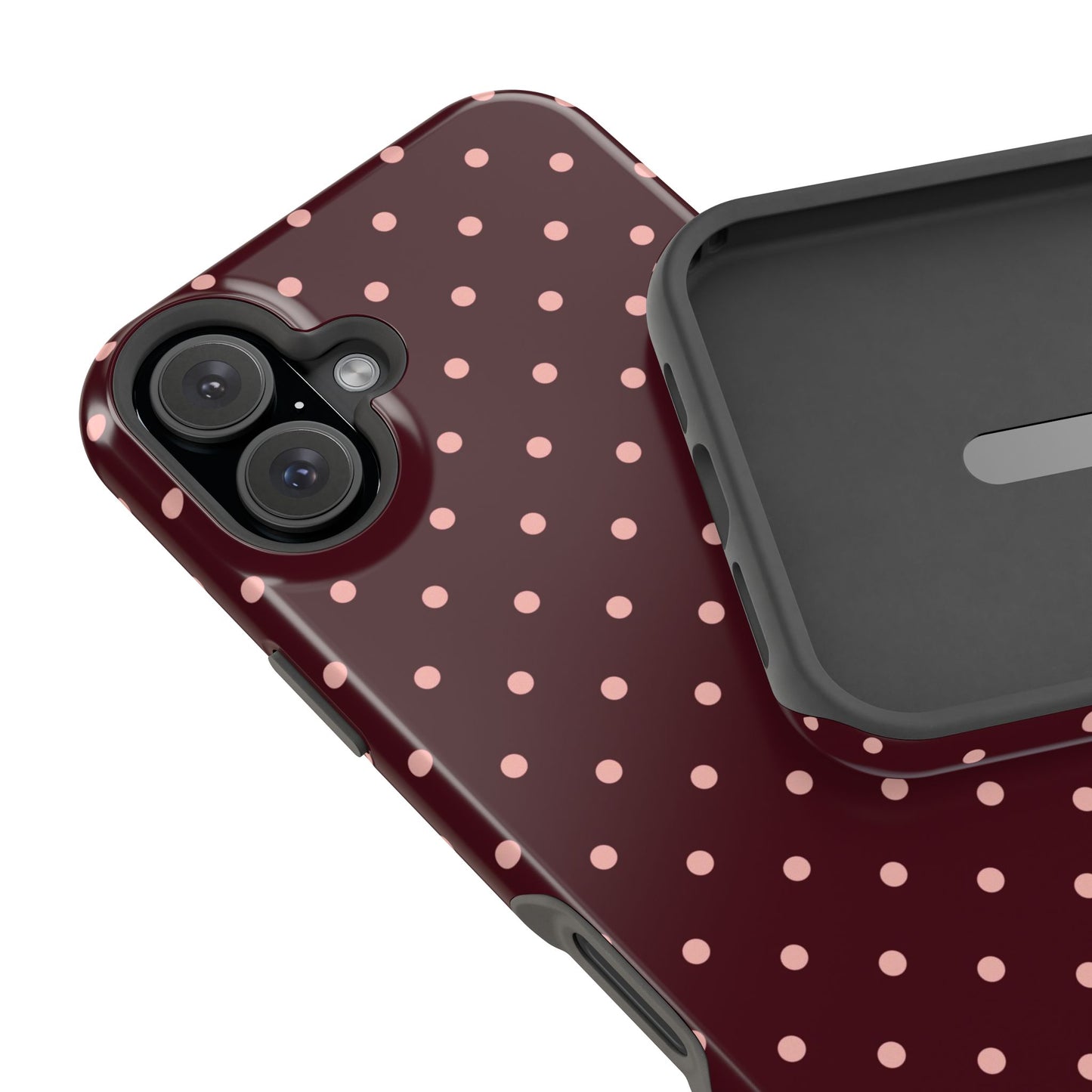 Pretty Please | Burgundy Polka Dot iPhone Case