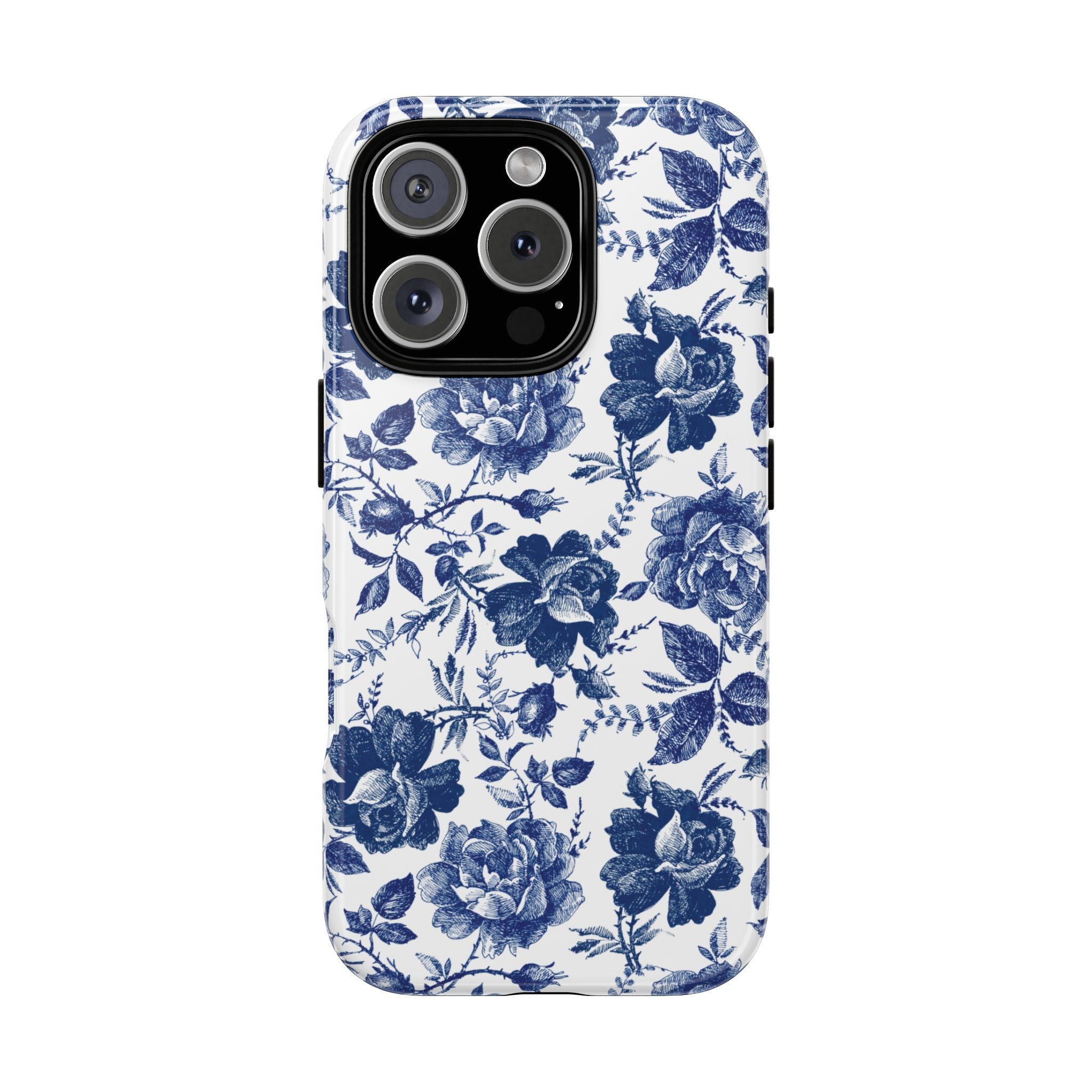 Coque iPhone Indigo Rose | Motif floral rétro