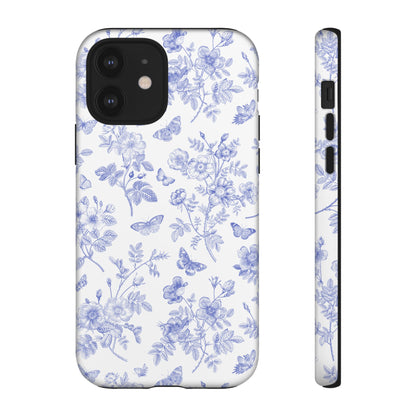 Wild Roses | Blue Floral Butterfly Toile Case