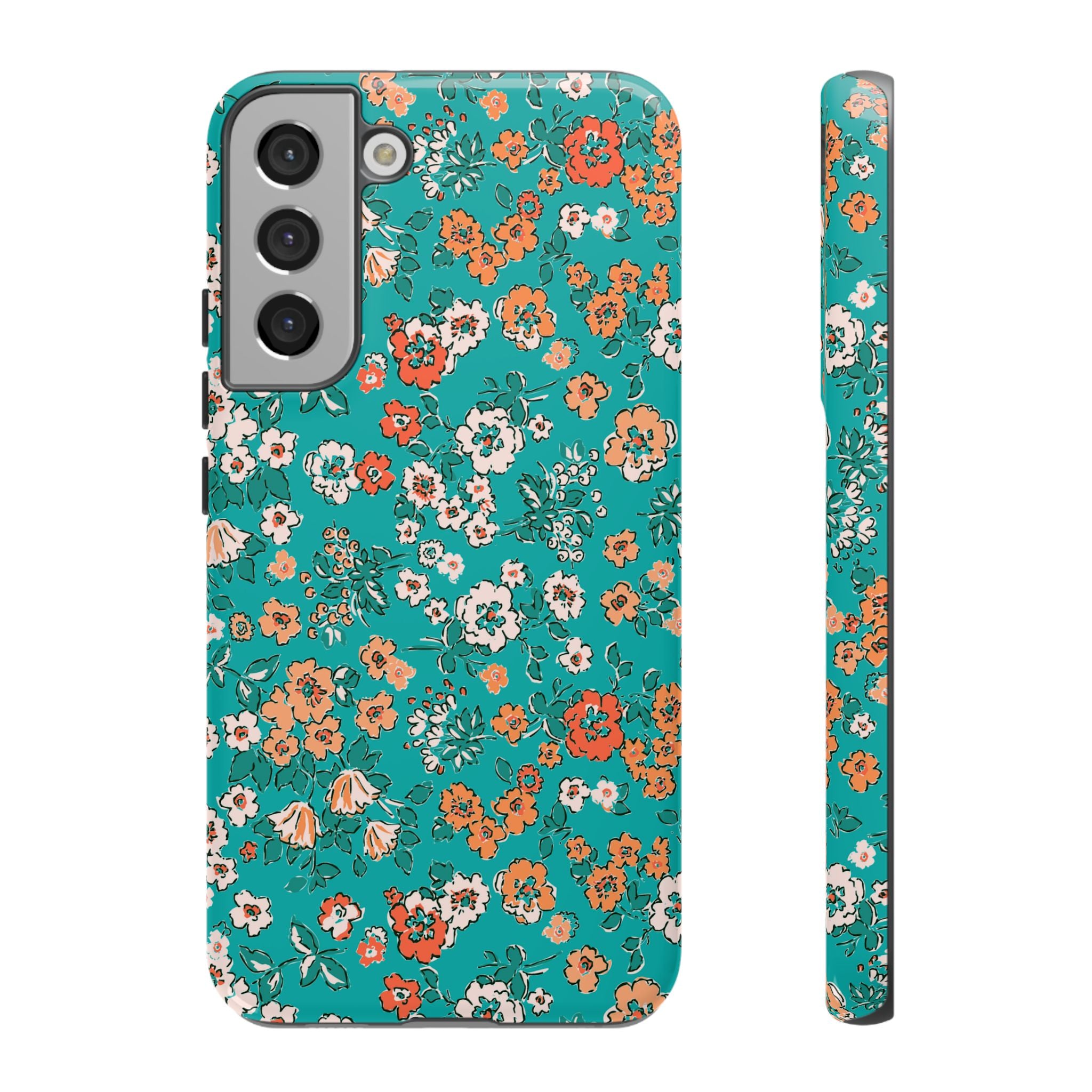 Teal Garden Floral Galaxy Case