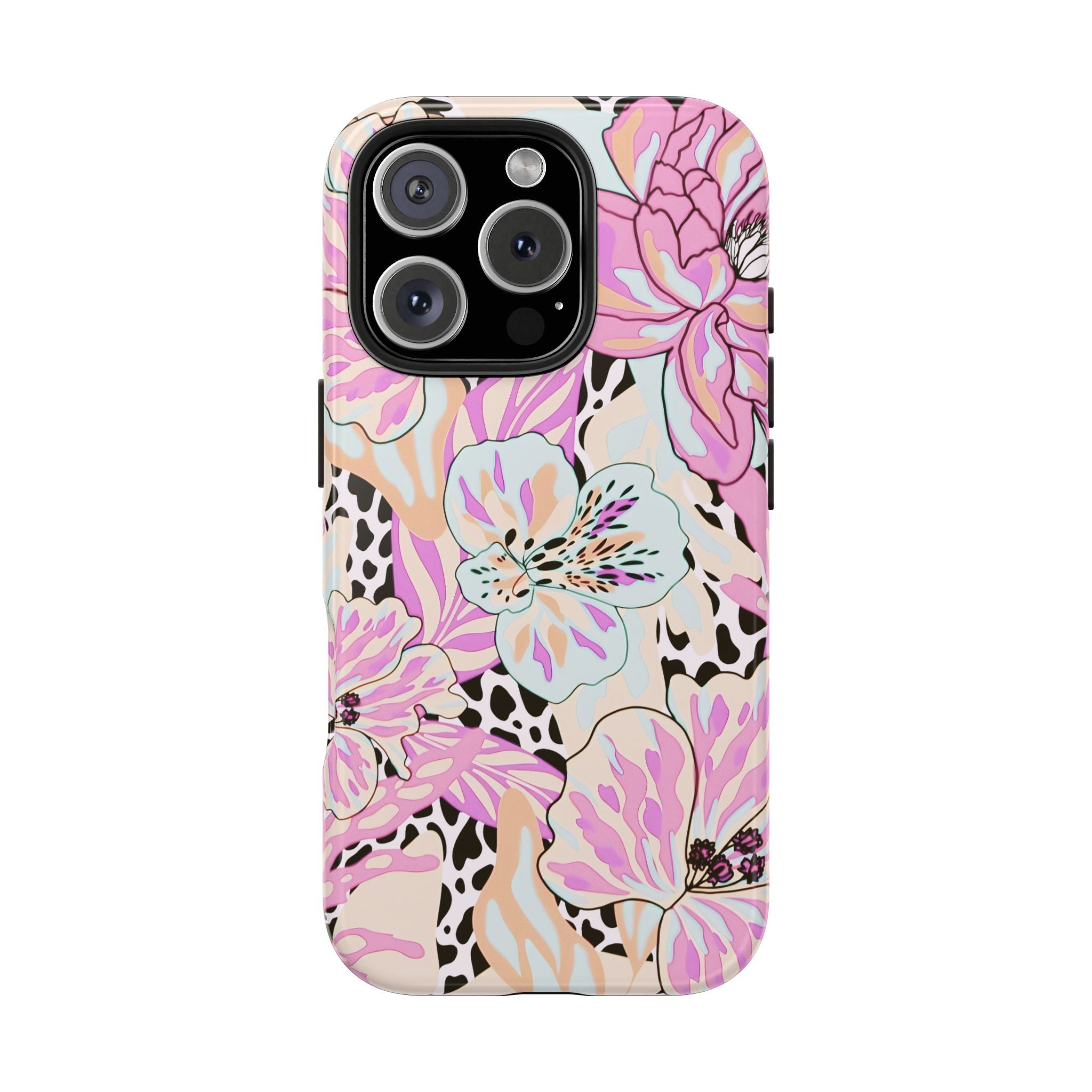 Coque iPhone à motif floral pastel | Lys léopard