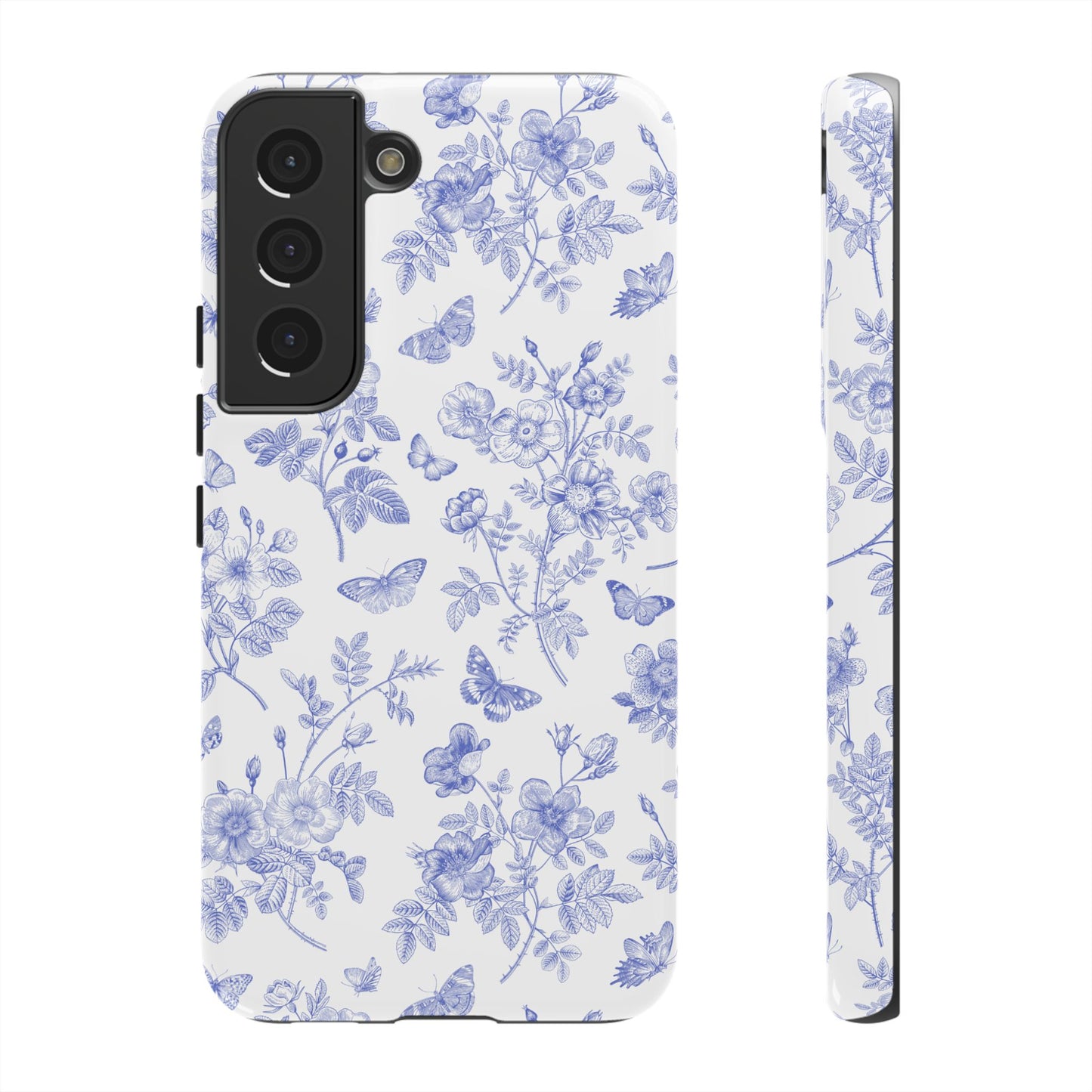 Wild Roses | Blue Floral Butterfly Toile Case