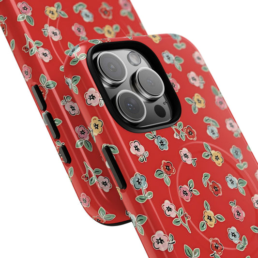 Tiny Blooms | Red Cottagecore Floral MagSafe Case