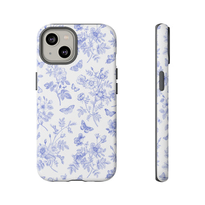 Wild Roses | Blue Floral Butterfly Toile Case