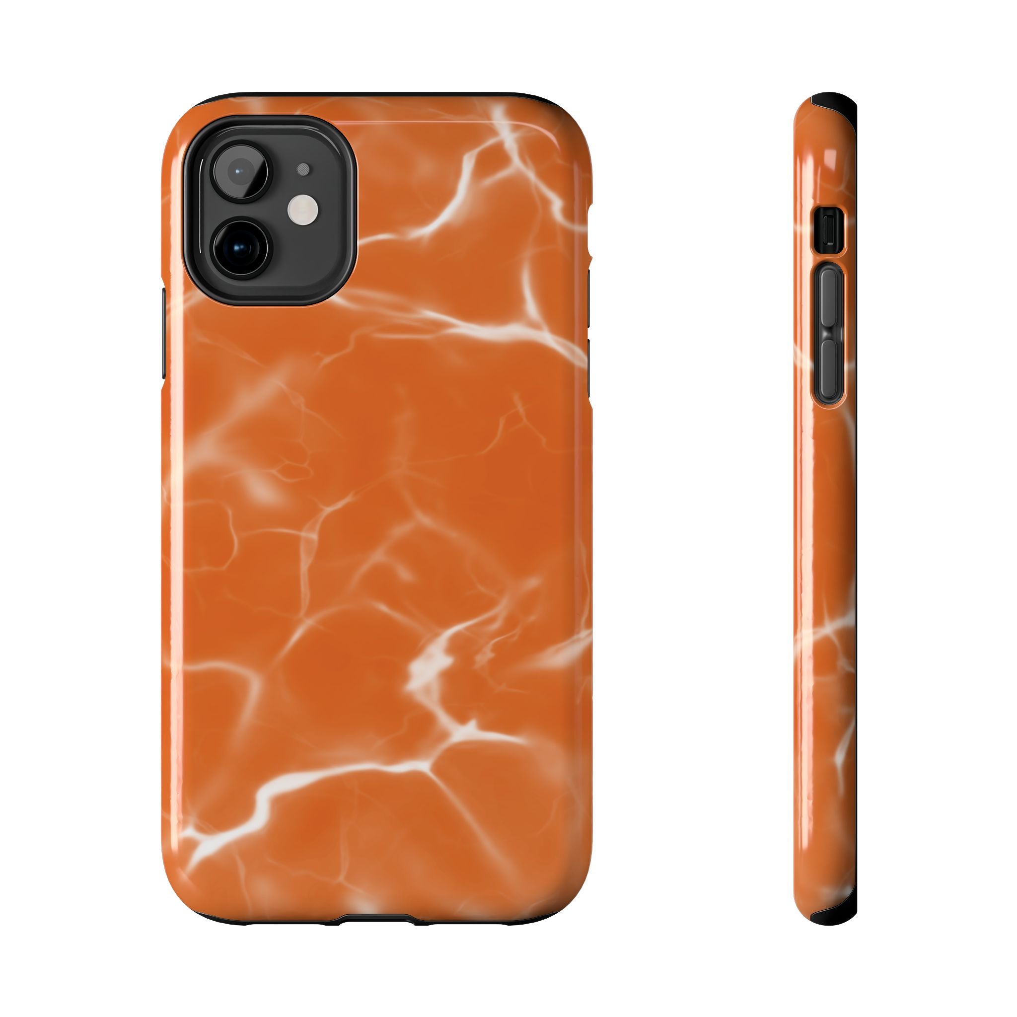 Electric Orange Marbled iPhone Case