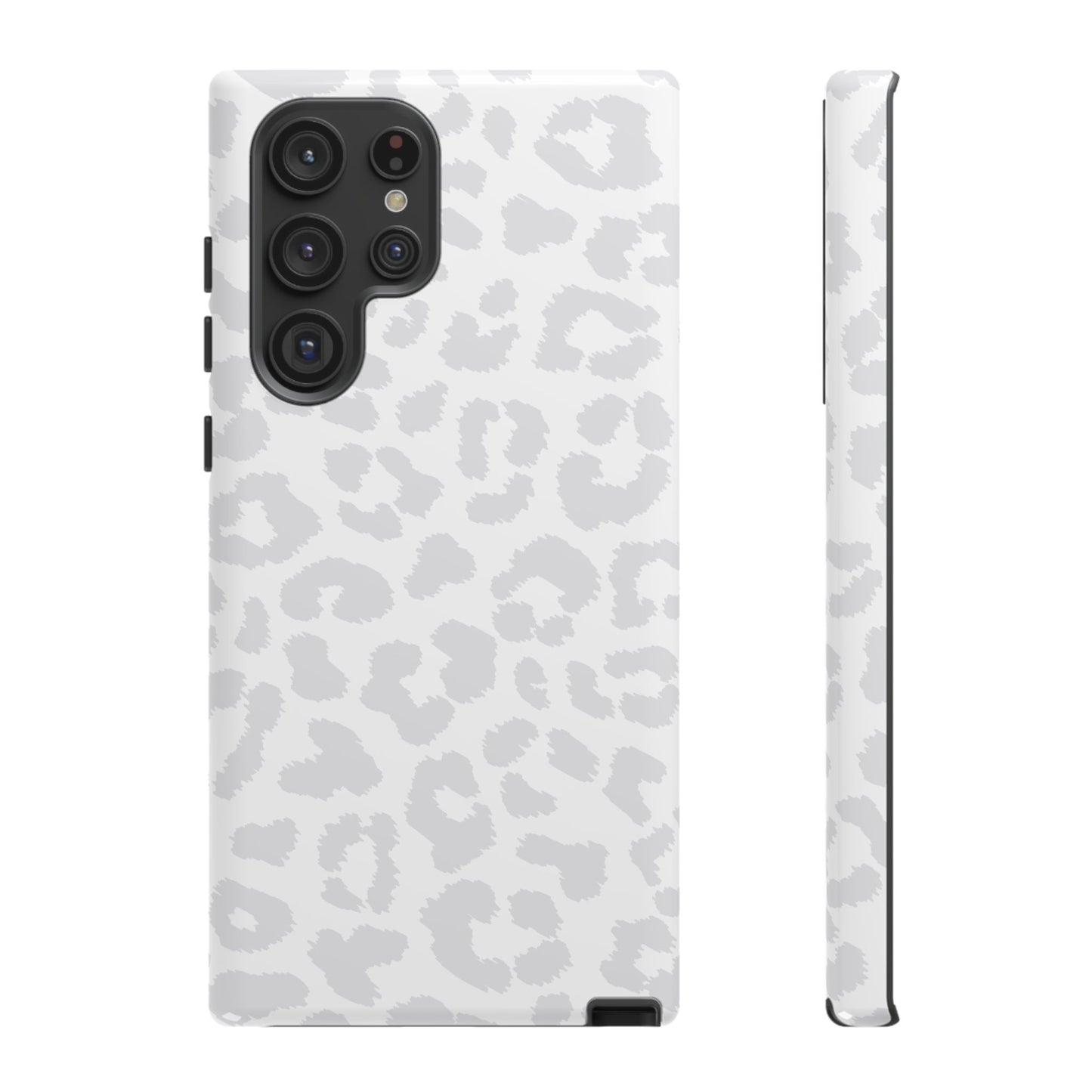 Snow Bunny | White & Gray Leopard Print Case