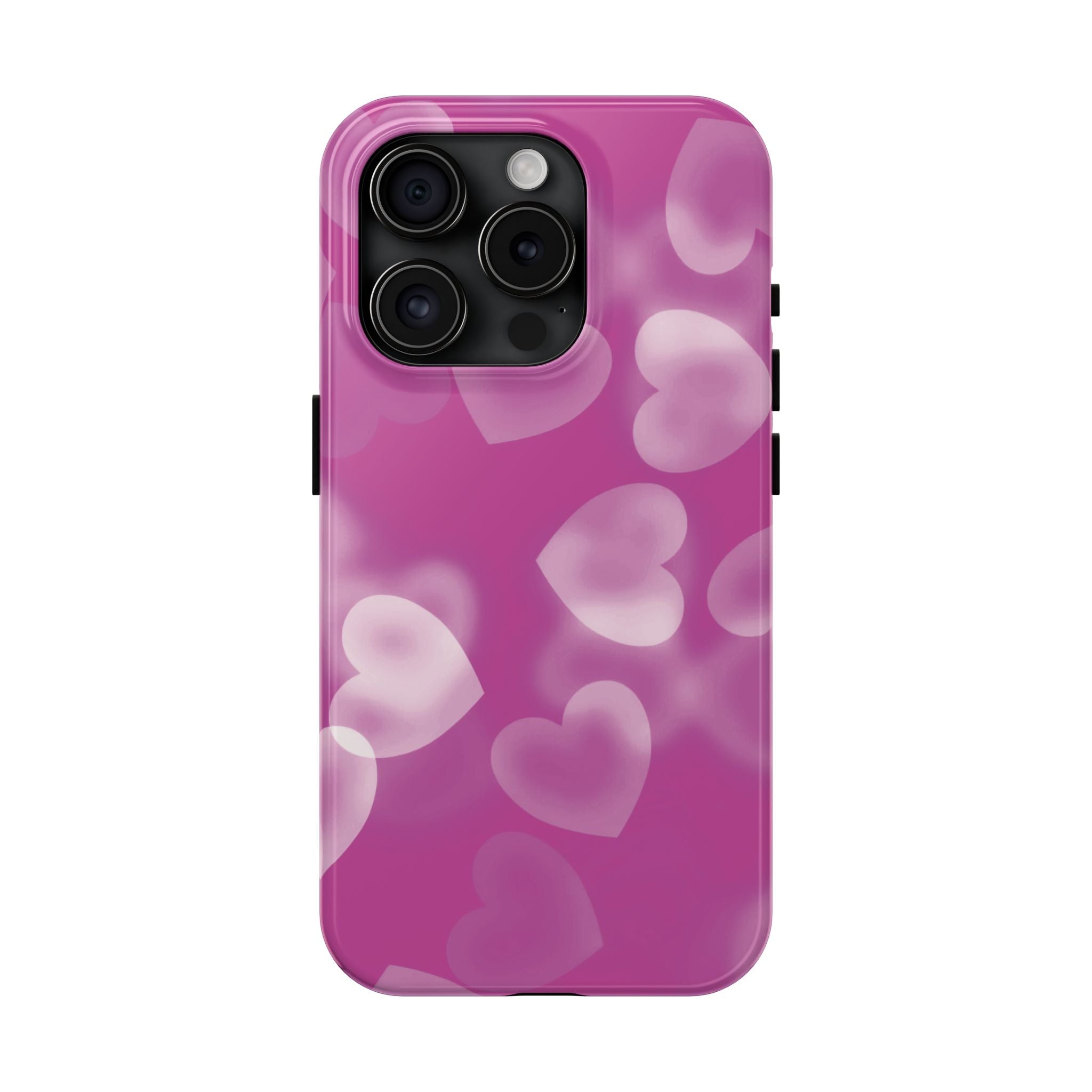 Coque iPhone rose avec coeurs en aérographe