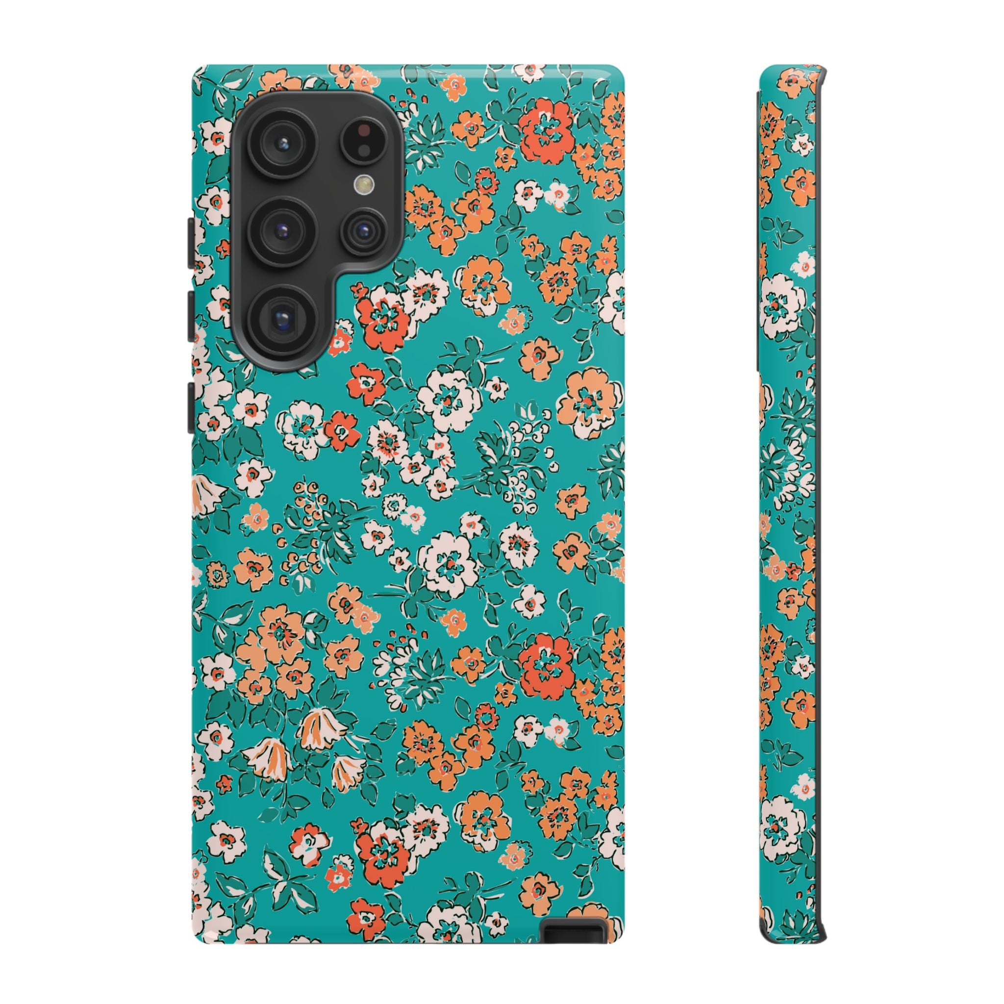 Teal Garden Floral Galaxy Case