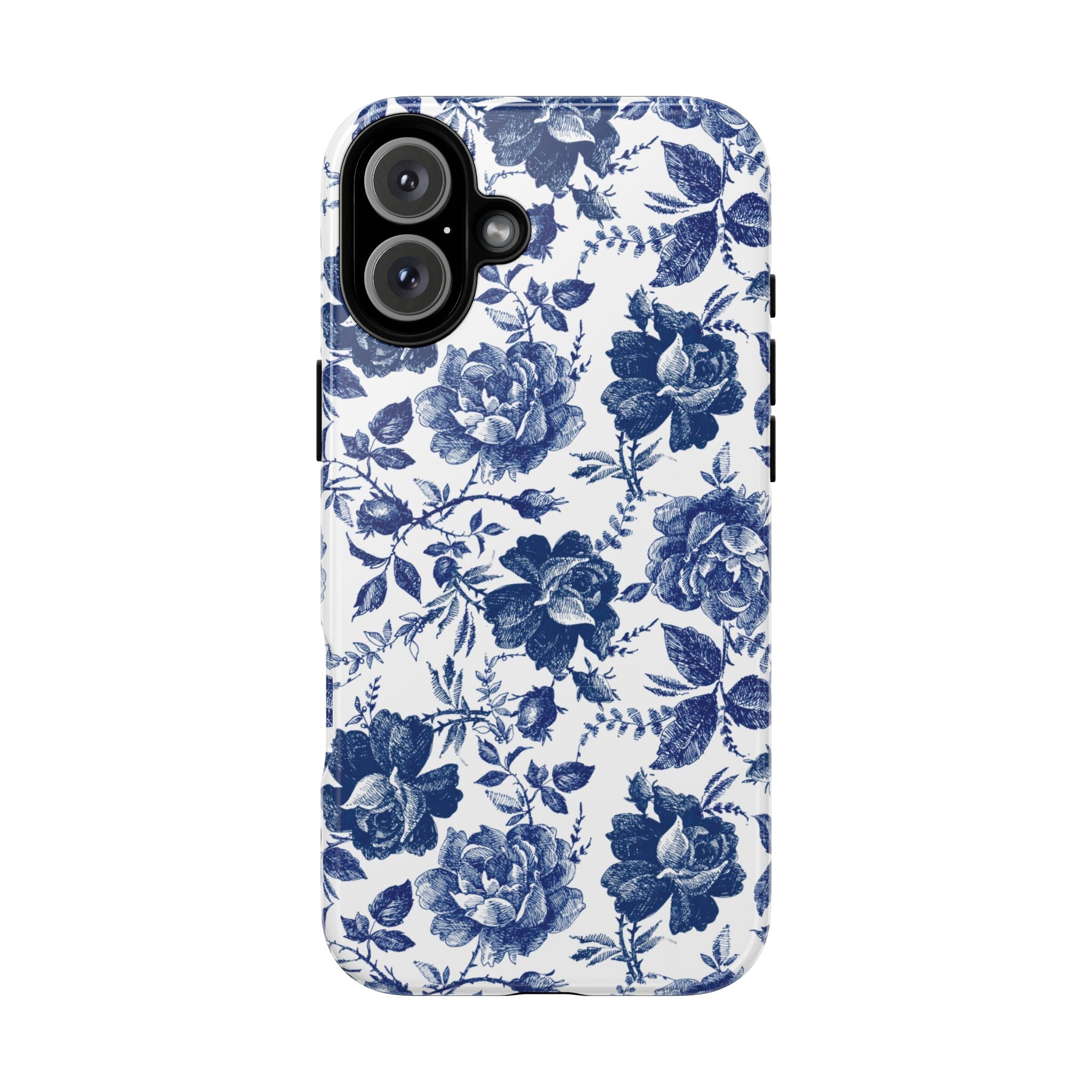 Coque iPhone Indigo Rose | Motif floral rétro