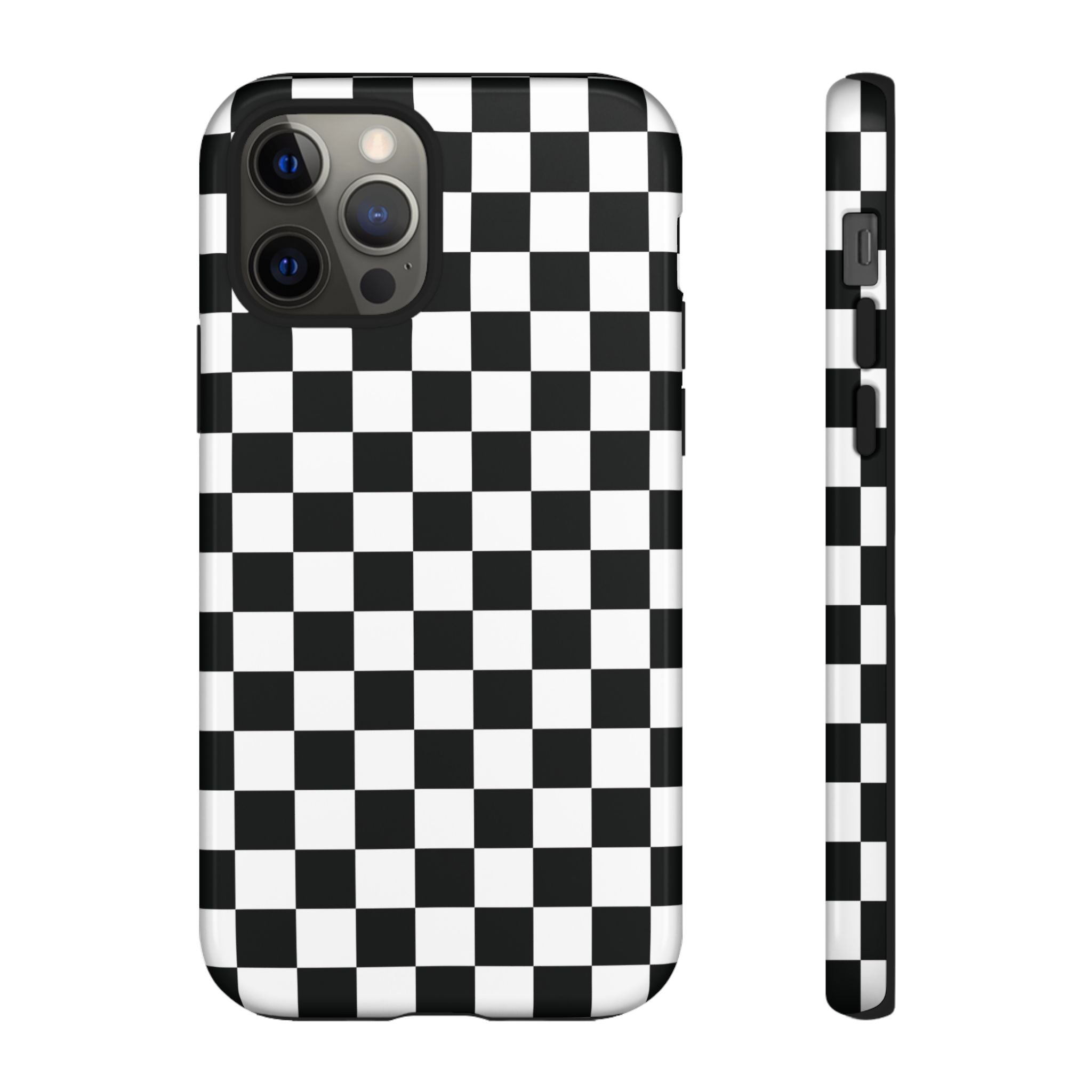 Coque iPhone à damier noir et blanc Skater Girl |
