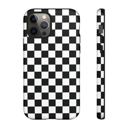 Funda para iPhone con diseño de cuadros en blanco y negro de Skater Girl