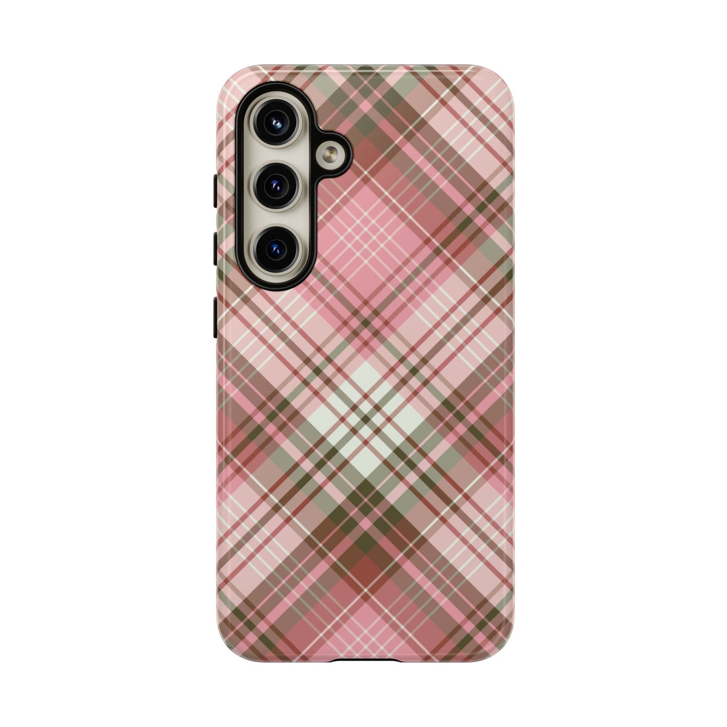 Funda elegante y preppy con diseño de cuadros rosas para Galaxy