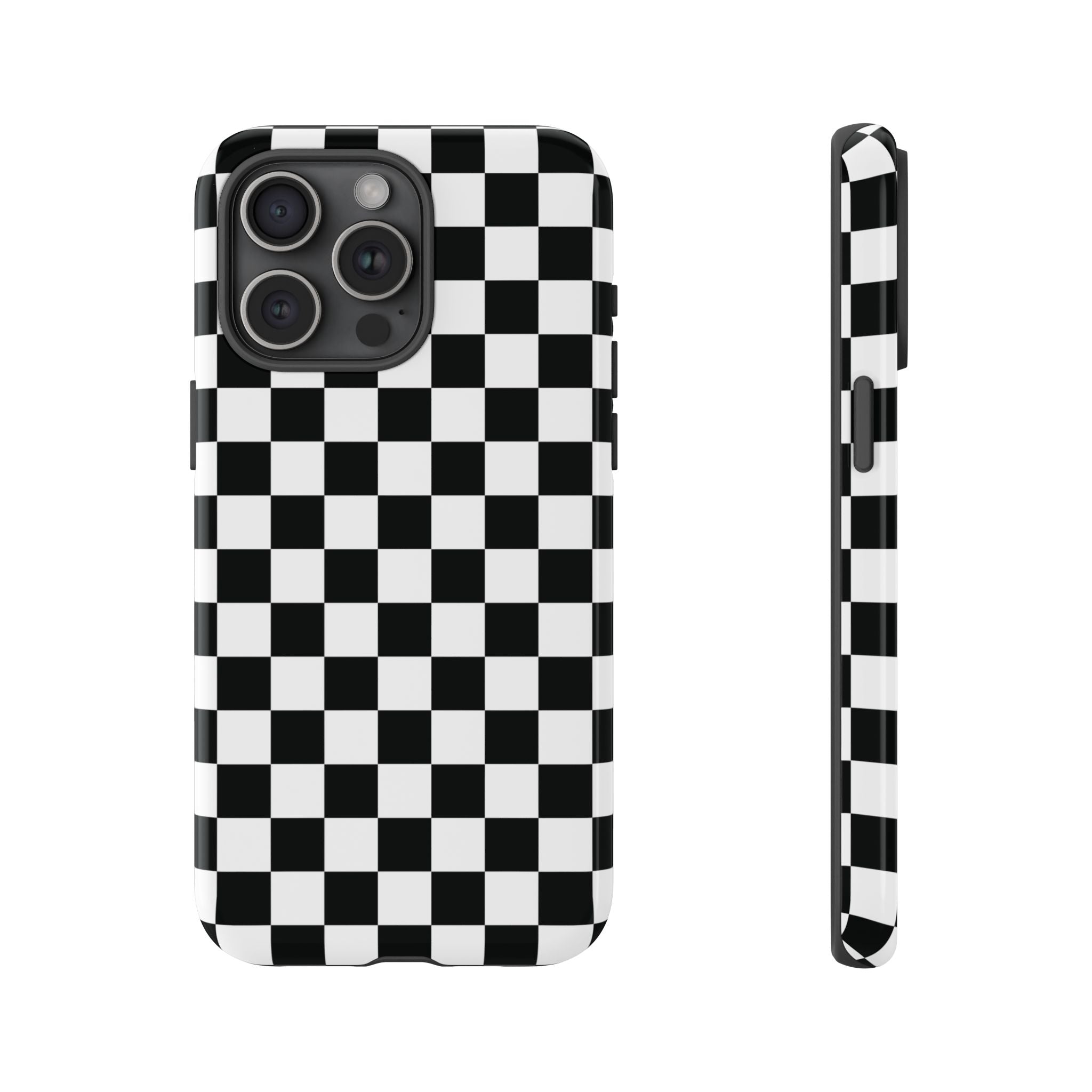 Coque iPhone à damier noir et blanc Skater Girl |