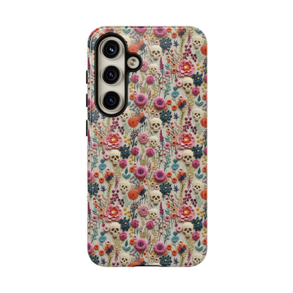 Skulls & Flowers | Embroidery Effect Case