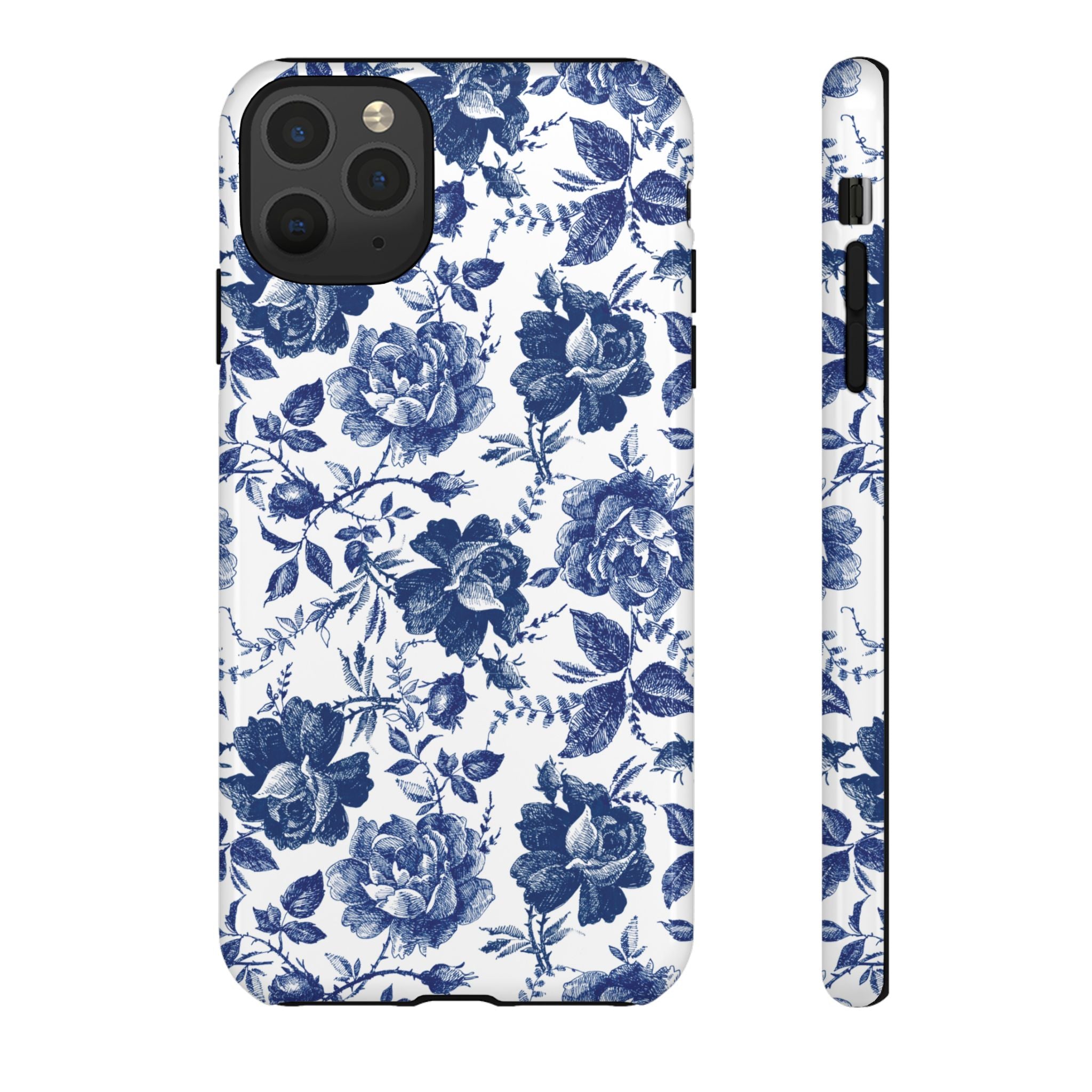 Coque iPhone Indigo Rose | Motif floral rétro