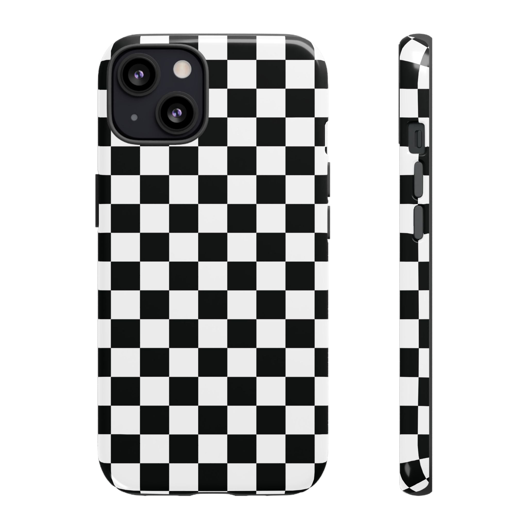 Coque iPhone à damier noir et blanc Skater Girl |