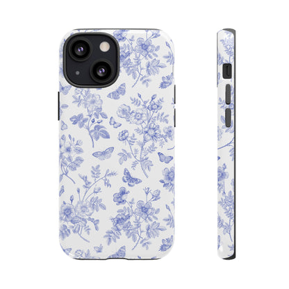 Wild Roses | Blue Floral Butterfly Toile Case