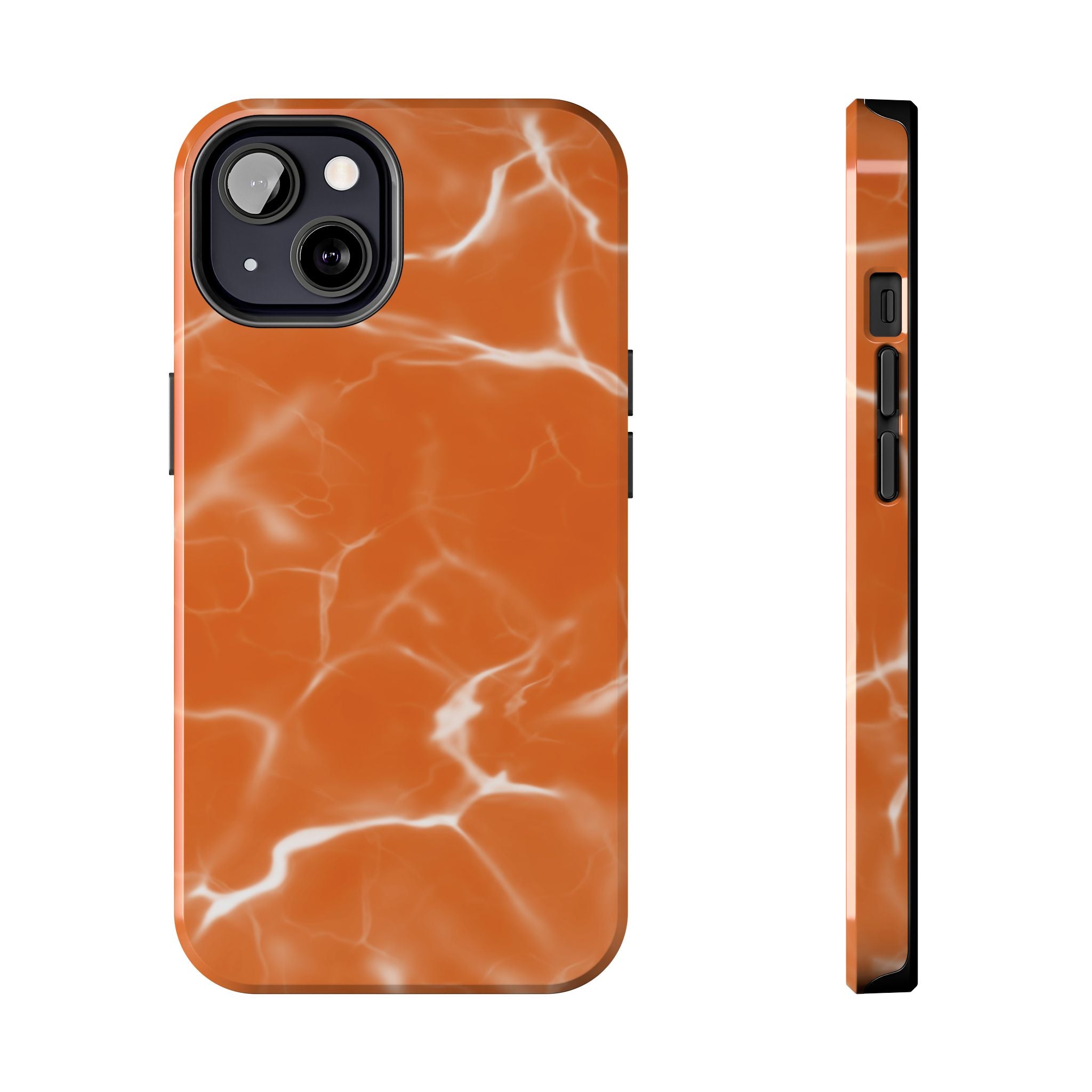 Electric Orange Marbled iPhone Case
