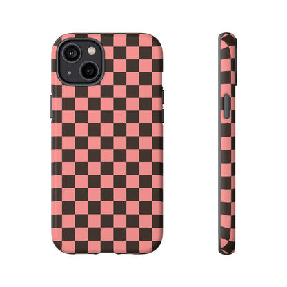 Checked Out | Pink & Brown Checkerboard Case