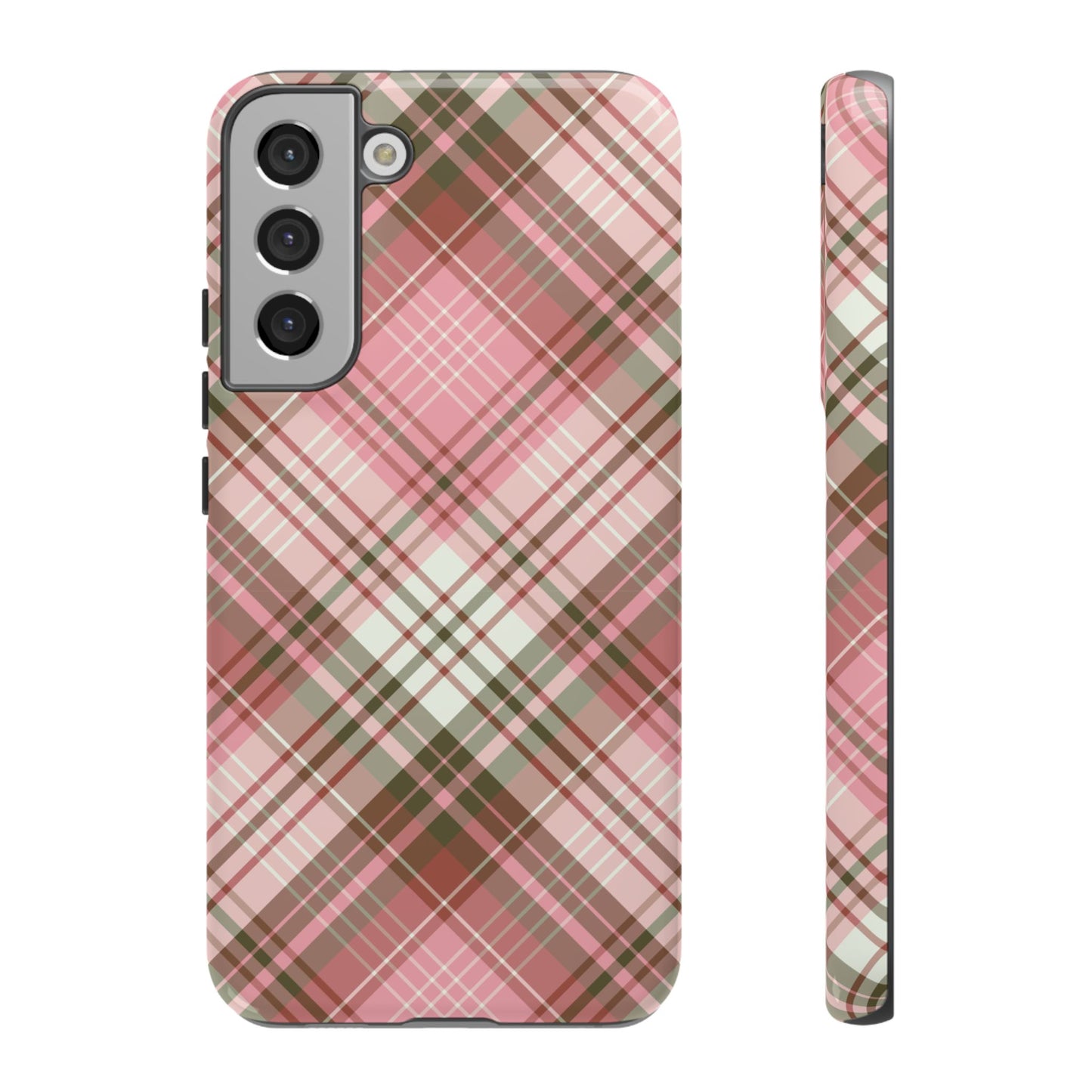 Funda elegante y preppy con diseño de cuadros rosas para Galaxy