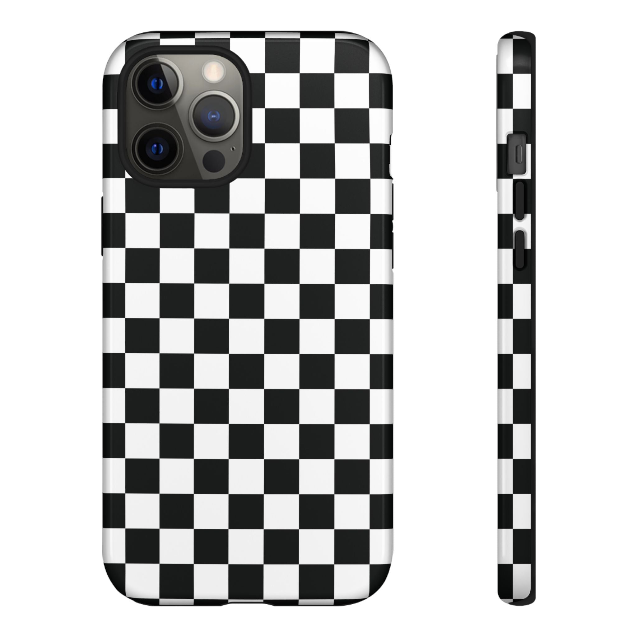 Coque iPhone à damier noir et blanc Skater Girl |