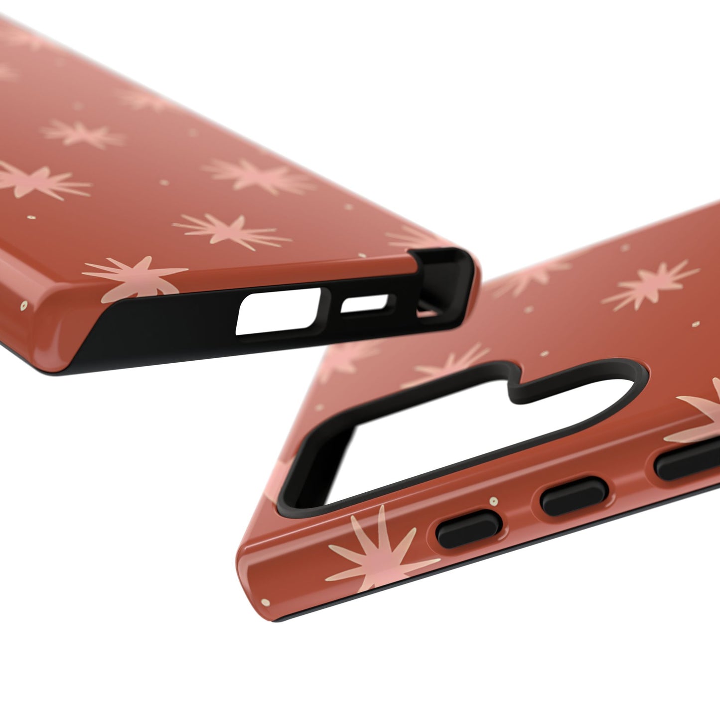 Funda retro Galaxy de color naranja con estrellas boho 