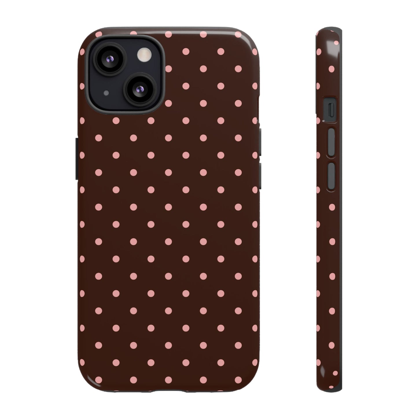 Bonita en rosa | Funda para iPhone con lunares marrones