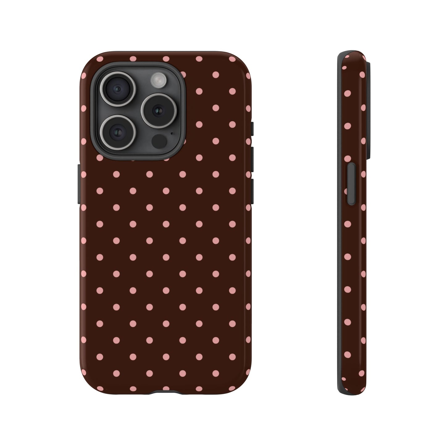 Jolie en rose | Coque iPhone à pois marron