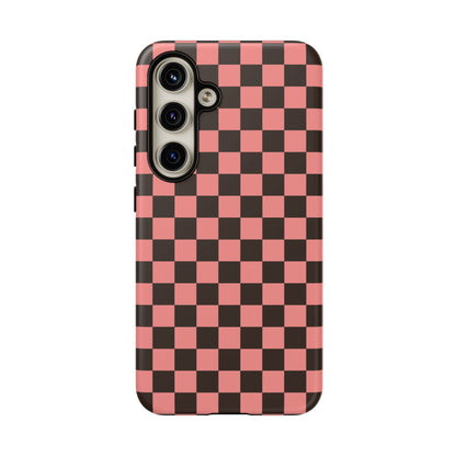 Checked Out | Pink & Brown Checkerboard Case