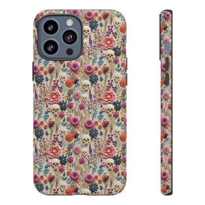 Skulls & Flowers | Embroidery Effect Case