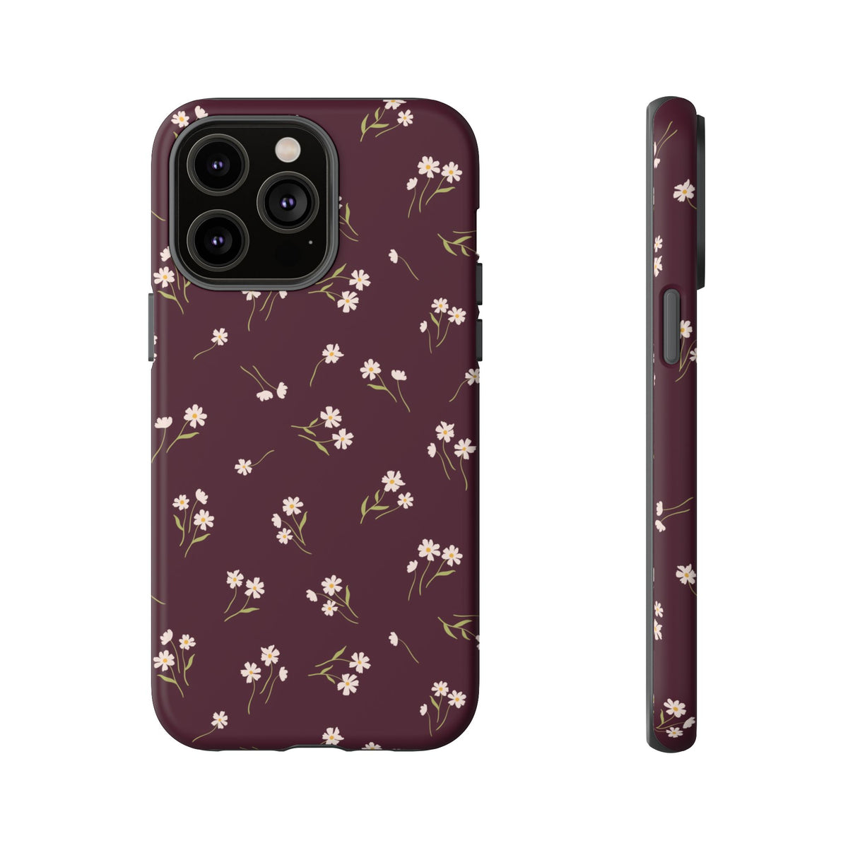 Dainty Daisy | Burgundy Floral iPhone Case