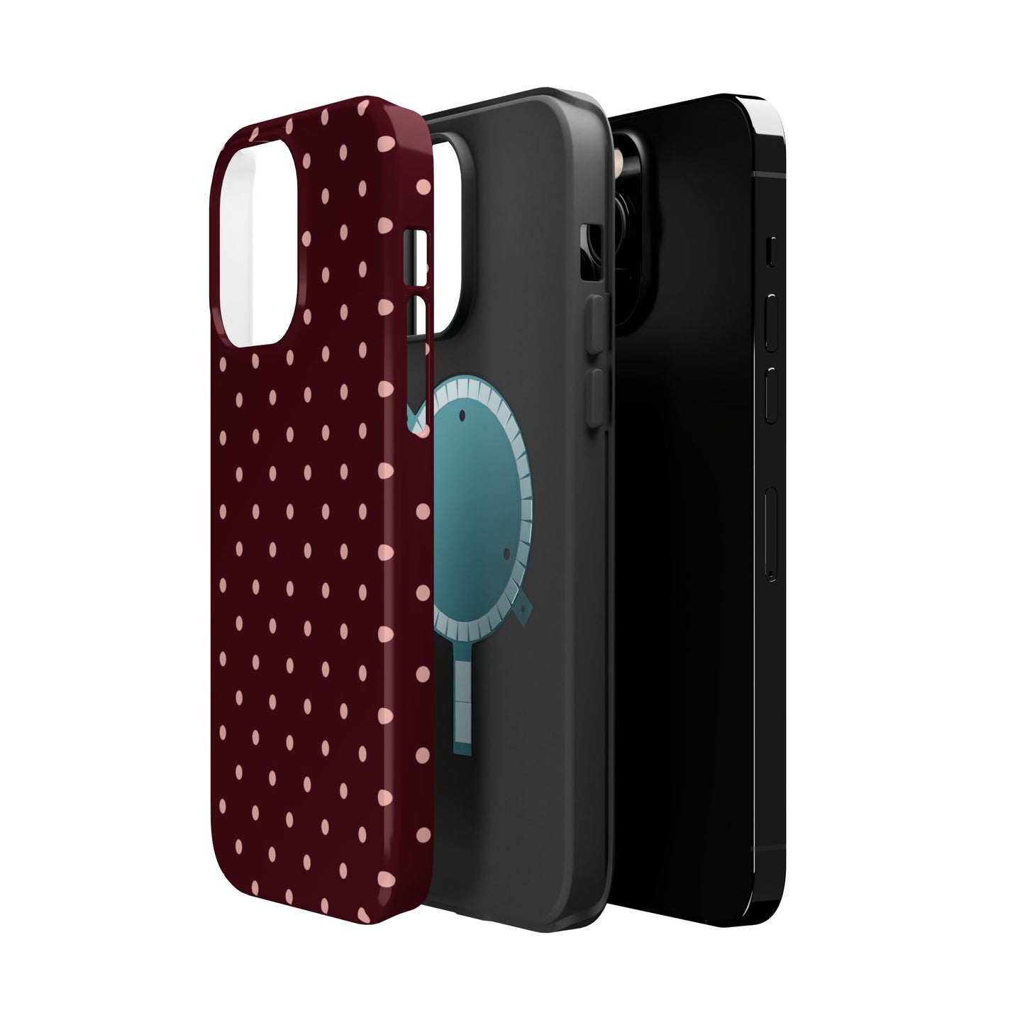 Pretty Please | Burgundy Polka Dot iPhone Case